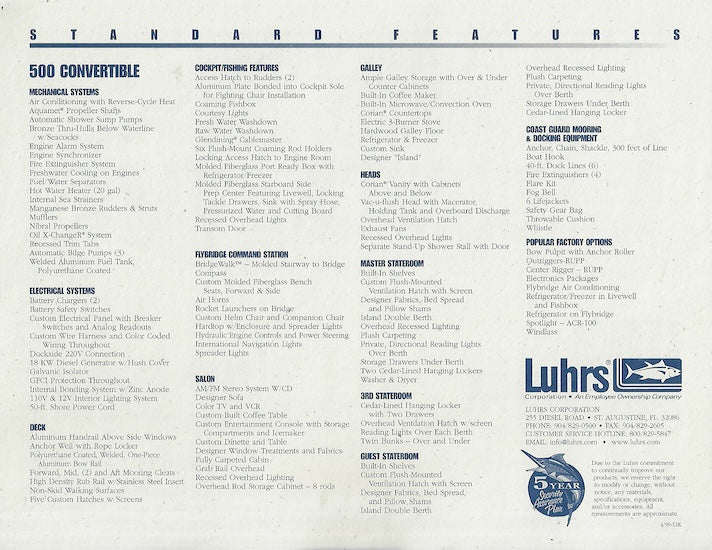 Luhrs 500 Convertible Brochure