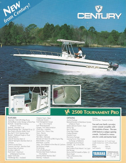 Century 2500 Center Console Tournament Pro Flyer Brochure