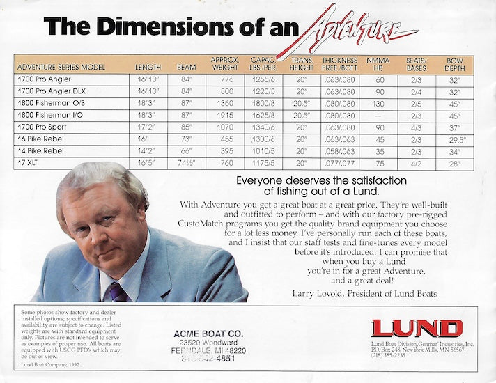 Lund 1992 Adventure Package Brochure