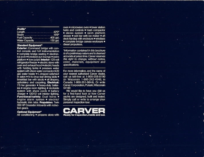 Carver 42 Aft Cabin Motor Yacht Preview Brochure