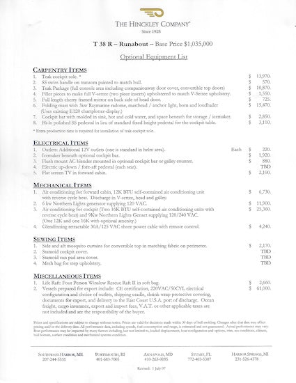 Hinckley Talaria 38R Brochure Package