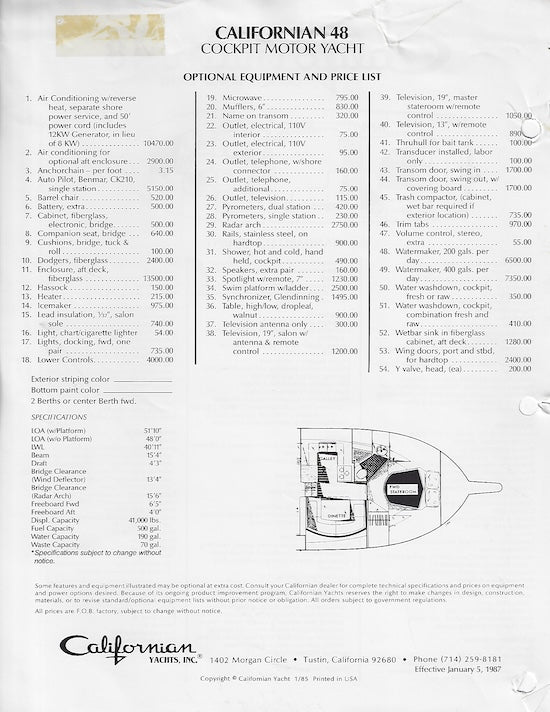 Californian 48 Cockpit Motor Yacht Brochure