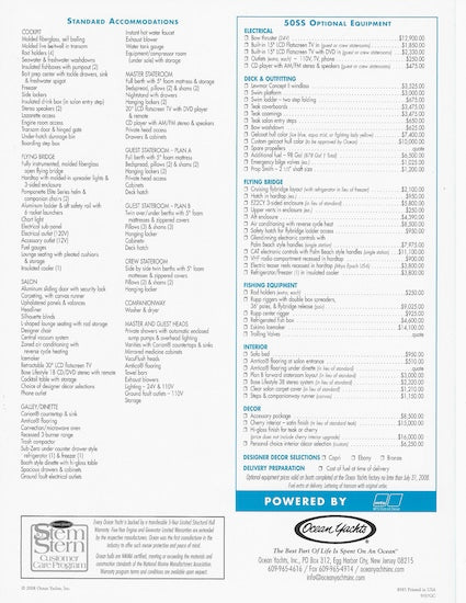 Ocean 50 Super Sport Specification Brochure