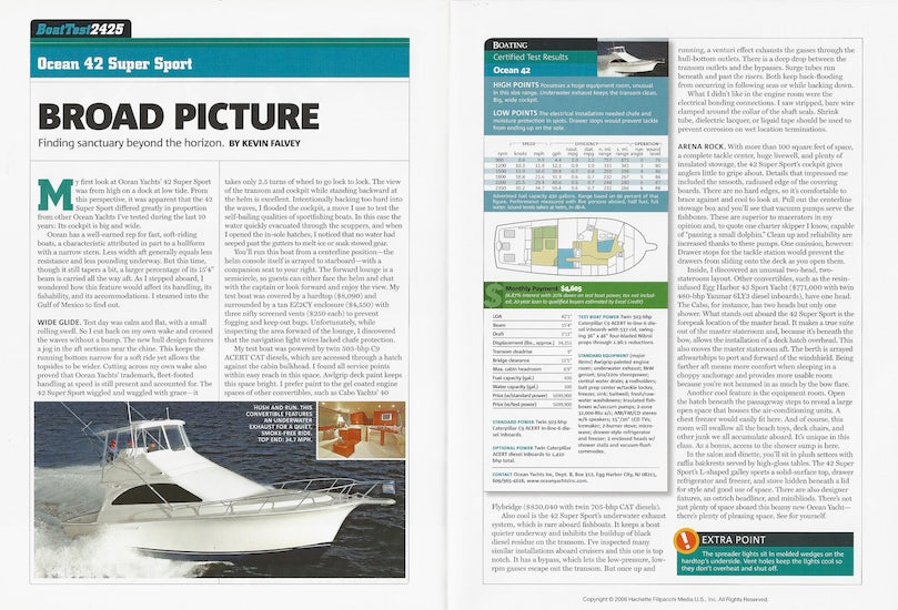 Ocean 42 Super Sport Boating Magazine Reprint Brochure