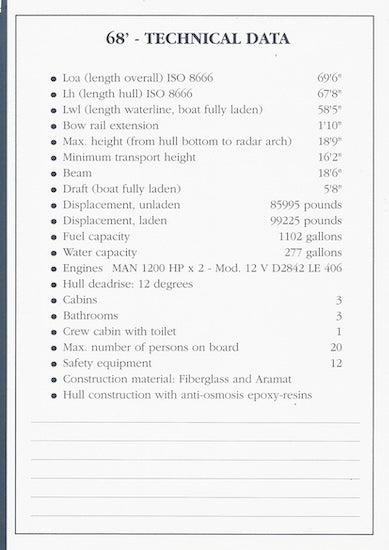 Ferretti 68 Specification Brochure