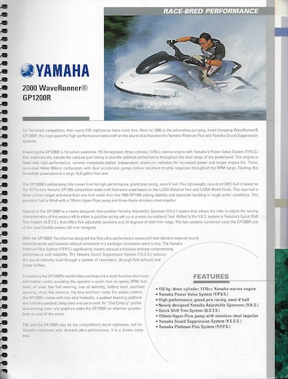 Yamaha 2000 Waverunner Product Guide