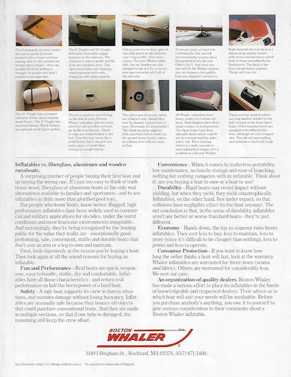 Boston Whaler Inflatables Brochure