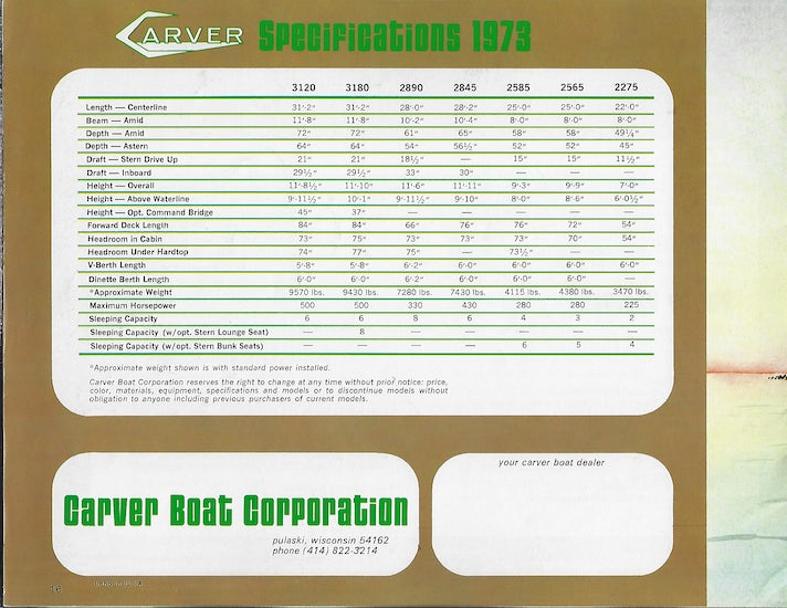 Carver 1973 Brochure