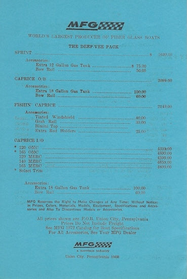 MFG 1972 Oversize Brochure