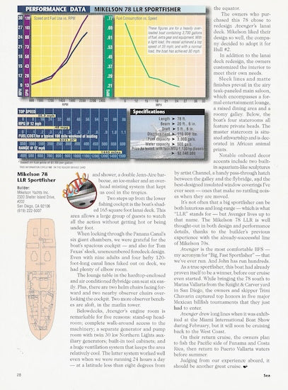 Mikelson 78 Sportfisher Sea Magazine Reprint Brochure
