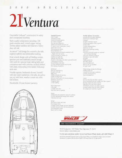 Boston Whaler Ventura 21 Brochure