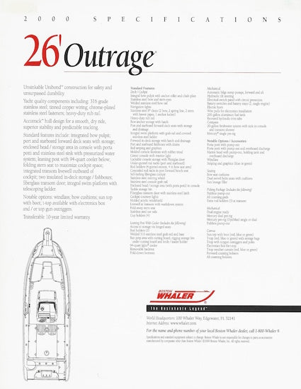 Boston Whaler Outrage 26 Brochure