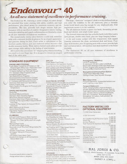 Endeavour 40 Specification Brochure