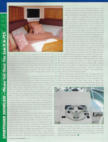 Albemarle 330 Express Fisherman Pacific Coast Sportfishing Magazine Reprint Brochure