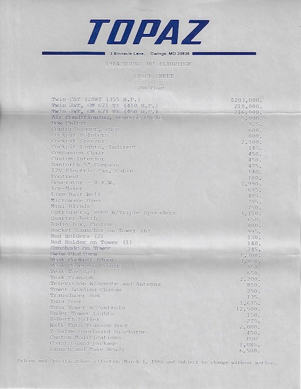 Topaz 38 Flybridge Brochure
