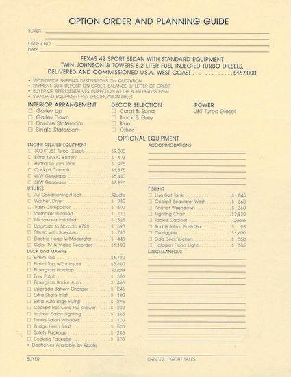 Mikelson Fexas 42 Sport Sedan Specification Brochure
