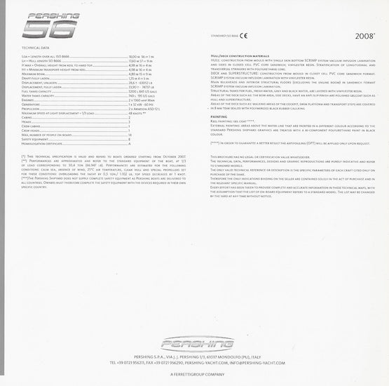 Pershing 56 USA Specification Brochure