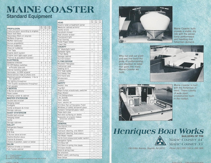 Henriques Maine Coasters Brochure