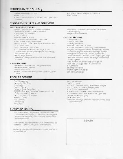 Starfire 215 Fisherman Soft Top Brochure