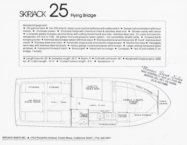 Skipjack 25 Flybridge Specification Brochure