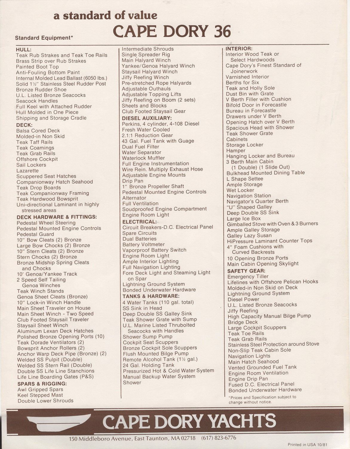 Cape Dory 36 Brochure