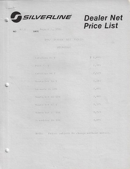 Silverline 1982 Runabout Brochure