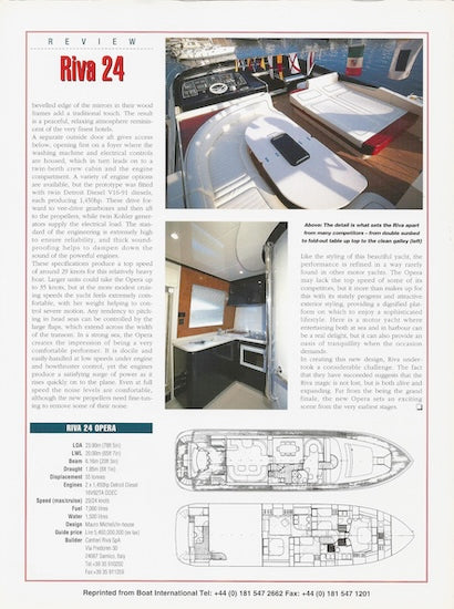 Riva 84 Opera (24m) Boat International Magazine Reprint Brochure