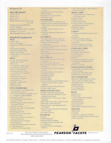 Pearson 39 Brochure