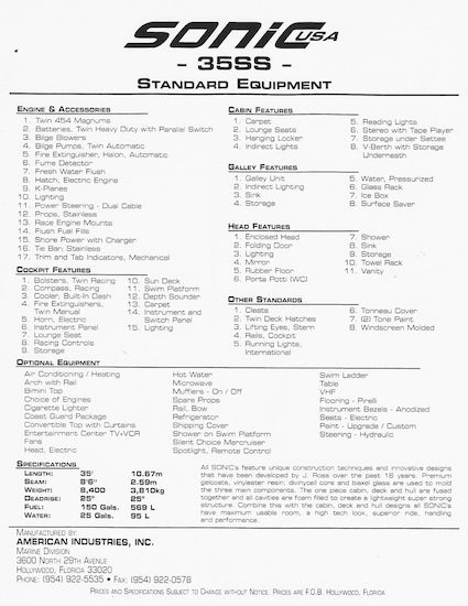 Sonic 35SS Brochure