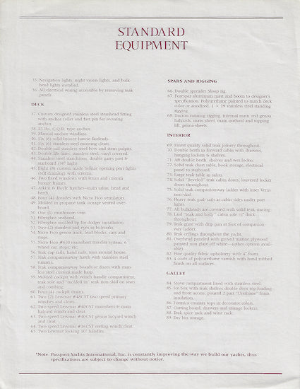 Passport 37 Specification Brochure