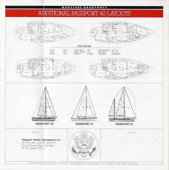 Passport 40 Nautical Quarterly Magazine Reprint Brochure