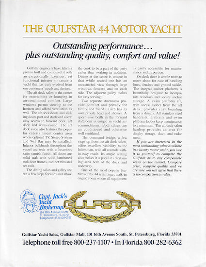Gulfstar 44 Motor Yacht Brochure
