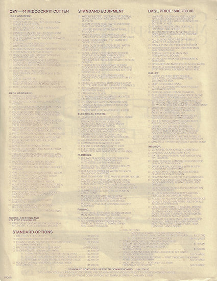 CSY 44 Mid-Cockpit Cutter Specification Brochure