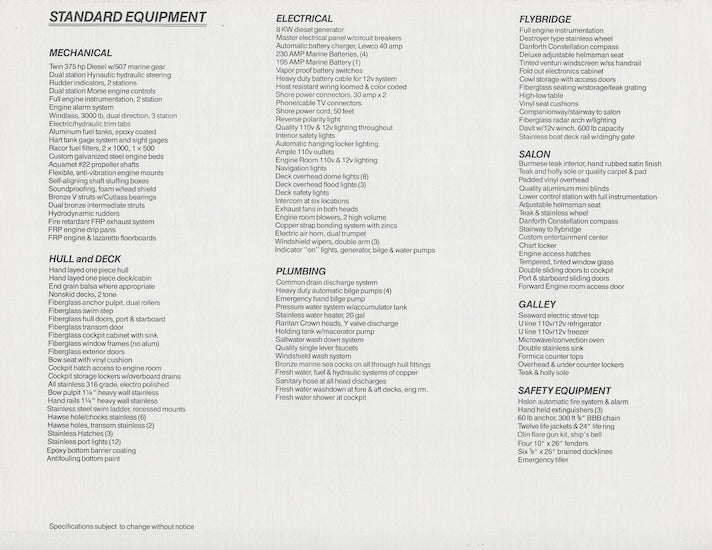 Offshore 52 Motor Yacht Specification Brochure