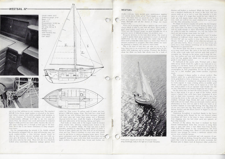 Westsail 32 Motorboating & Sailing Magazine Reprint Brochure