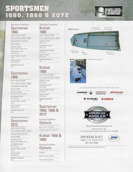 Smoker Craft American Angler Sportsman & Kodiak Brochure