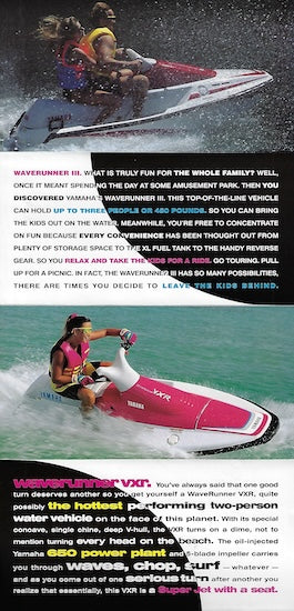 Yamaha 1992 Waverunner Mini Brochure – SailInfo I boatbrochure.com