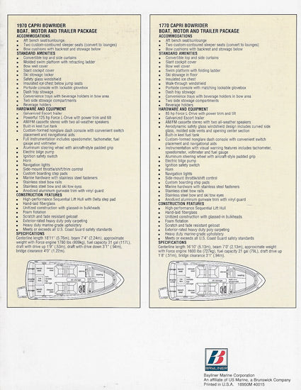 Bayliner Capri 1770 & 1970 Brochure