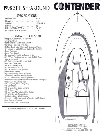 Contender 31 Fish-Around Brochure