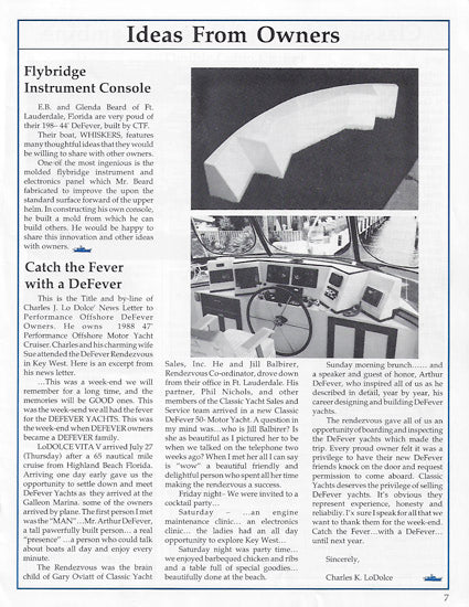 Defever Classic Cruiser Newsletter - Winter 1990
