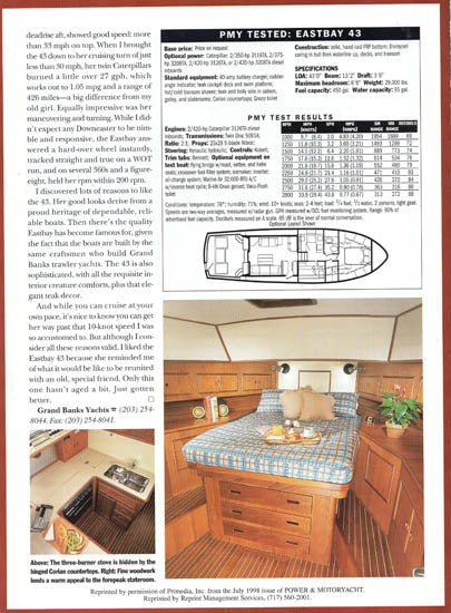 Grand Banks Eastbay 43 Power & Motoryacht Magazine Reprint Brochure