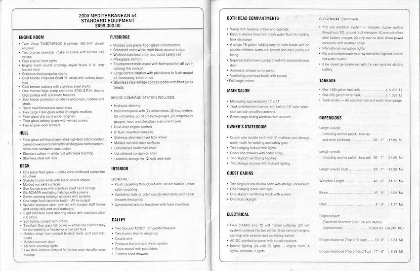 Mediterranean 54 Specification Brochure