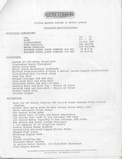 Little Harbor 36 Brochure Packet