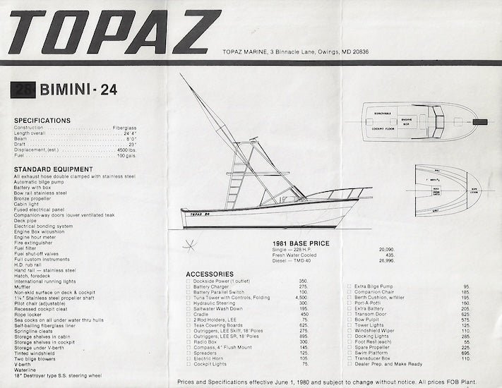 Topaz 24 Bimini Brochure
