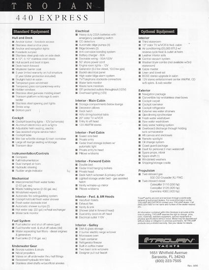 Trojan 440 Express Specification Brochure (1995)