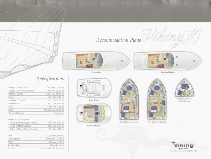 Viking 74 Convertible Brochure