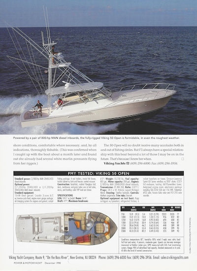 Viking 50 Open Power & Motoryacht Magazine Reprint Brochure