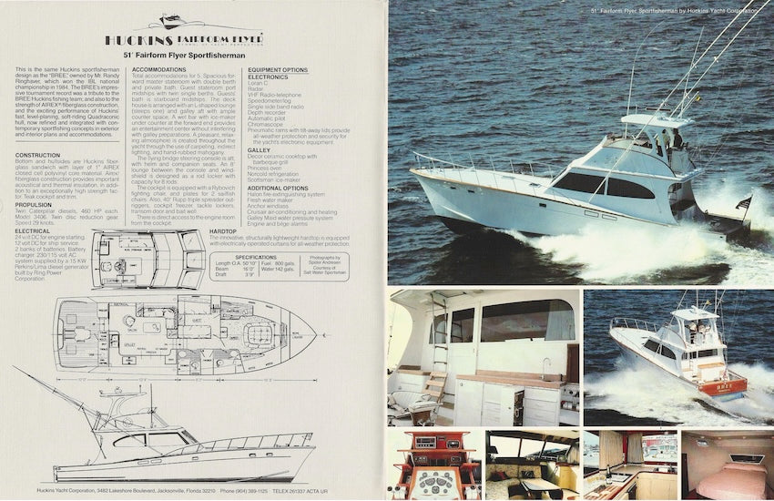 Huckins 51 Fairform Flyer Sportfisherman Brochure