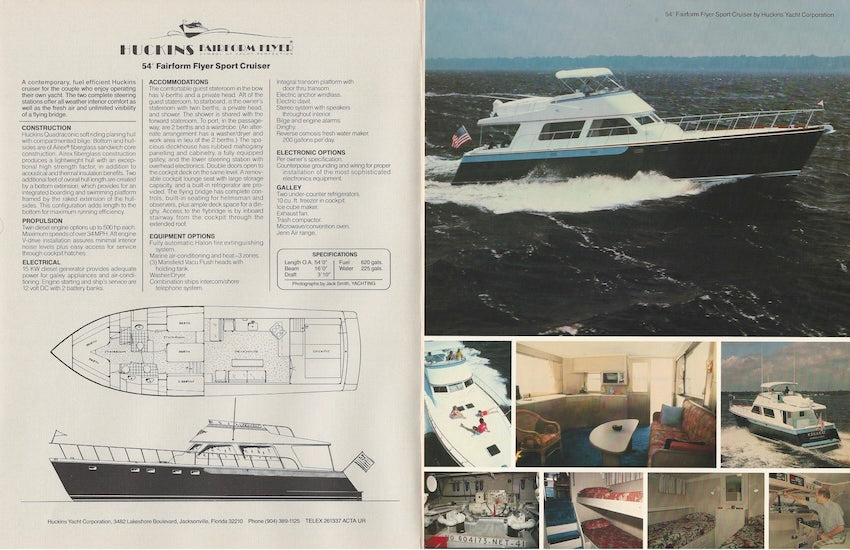 Huckins 54 Fairform Flyer Sport Cruiser Brochure
