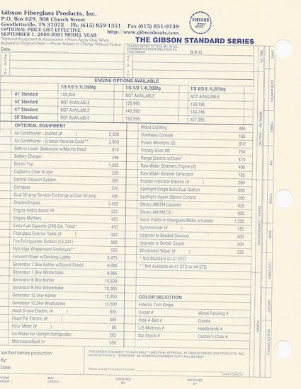 Gibson Standard Series Specification Brochure